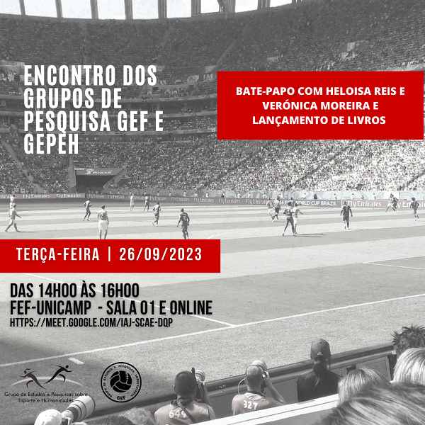 Convite para encontro dos grupos de pesquisa GEF e GEPEH, dia 26/Set às 14h, sala 1 e online